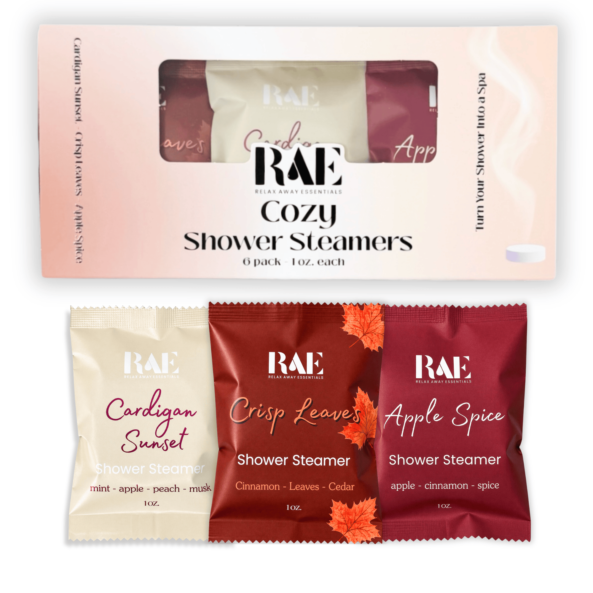 Relax Away Essentials Shower Steamer Cozy Shower Steamers 6 Pack