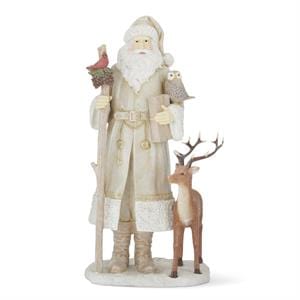 Cream Coat Santa & Reindeer with Birds