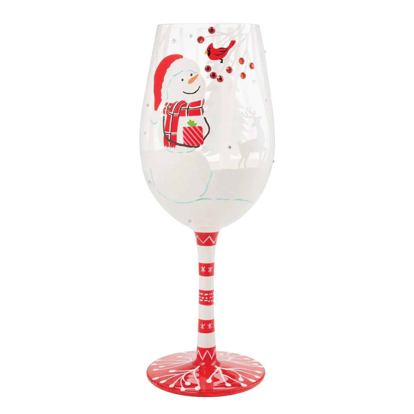 Enesco Wine Glass Crimson and Snow Wine Glass