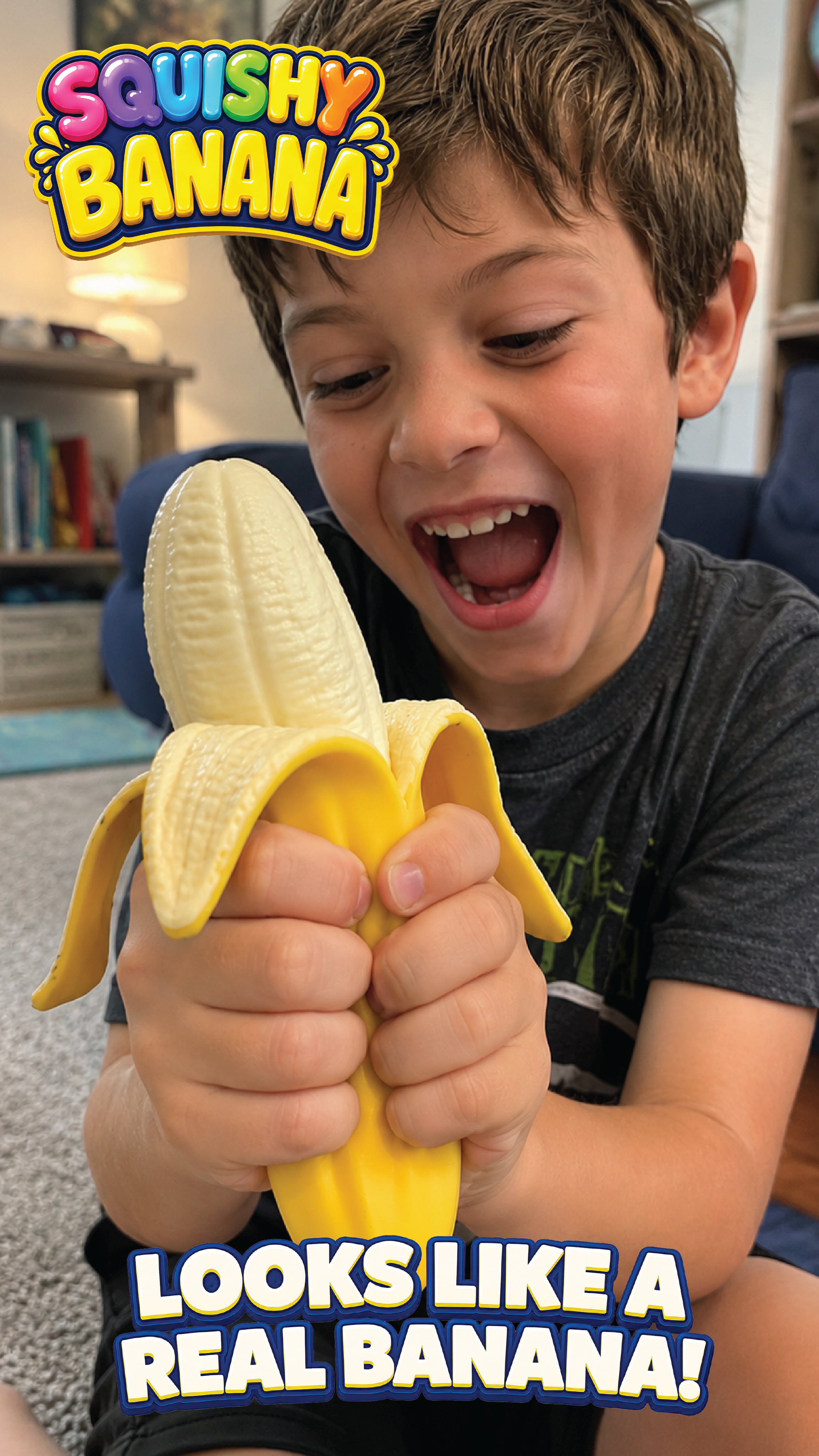 Fun Doh Squishy Banana Stress Relief Toy - 6/Display: Wholesale Price