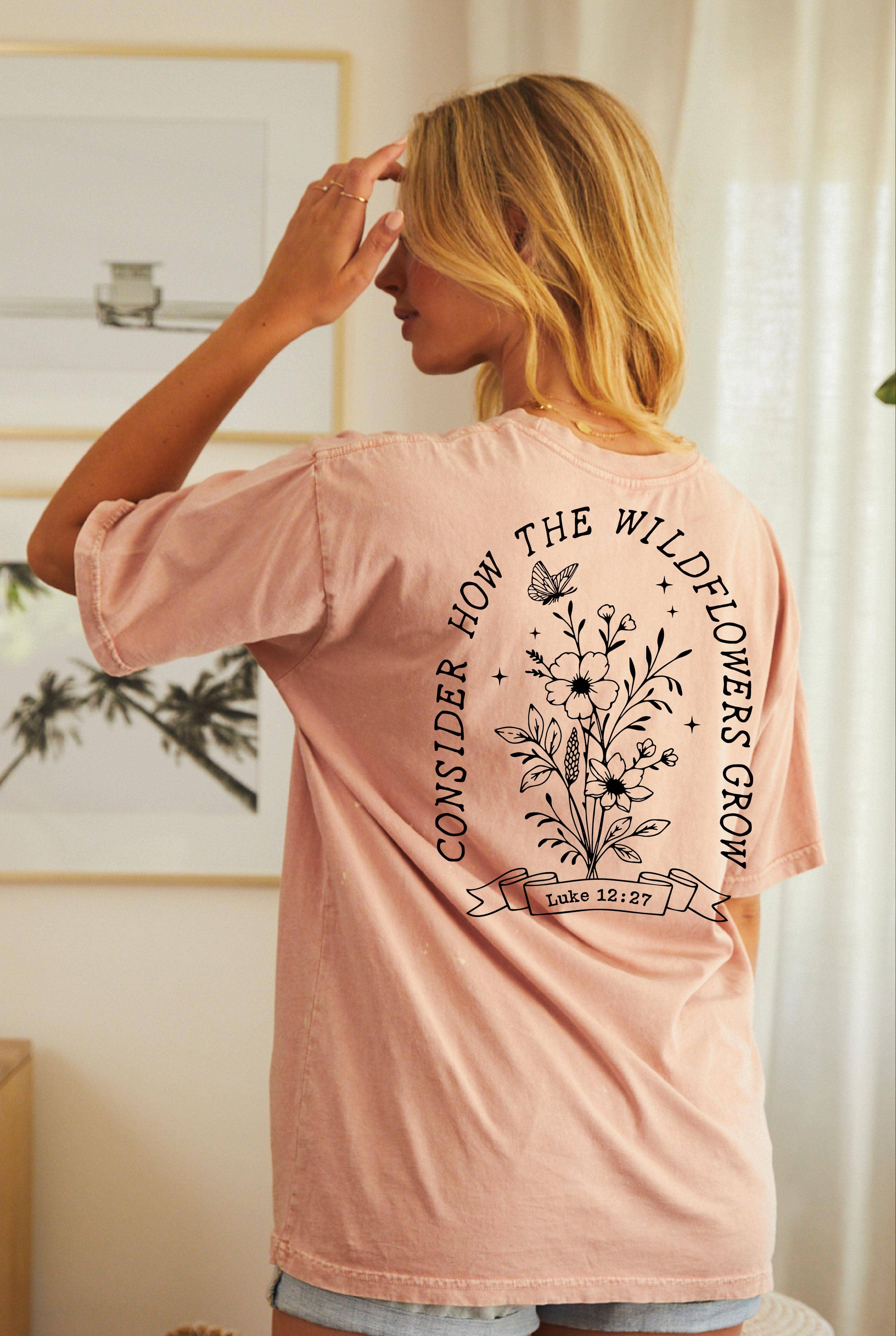 CONSIDER HOW Front & Back Mineral Graphic Top: DENIM BLUE / S