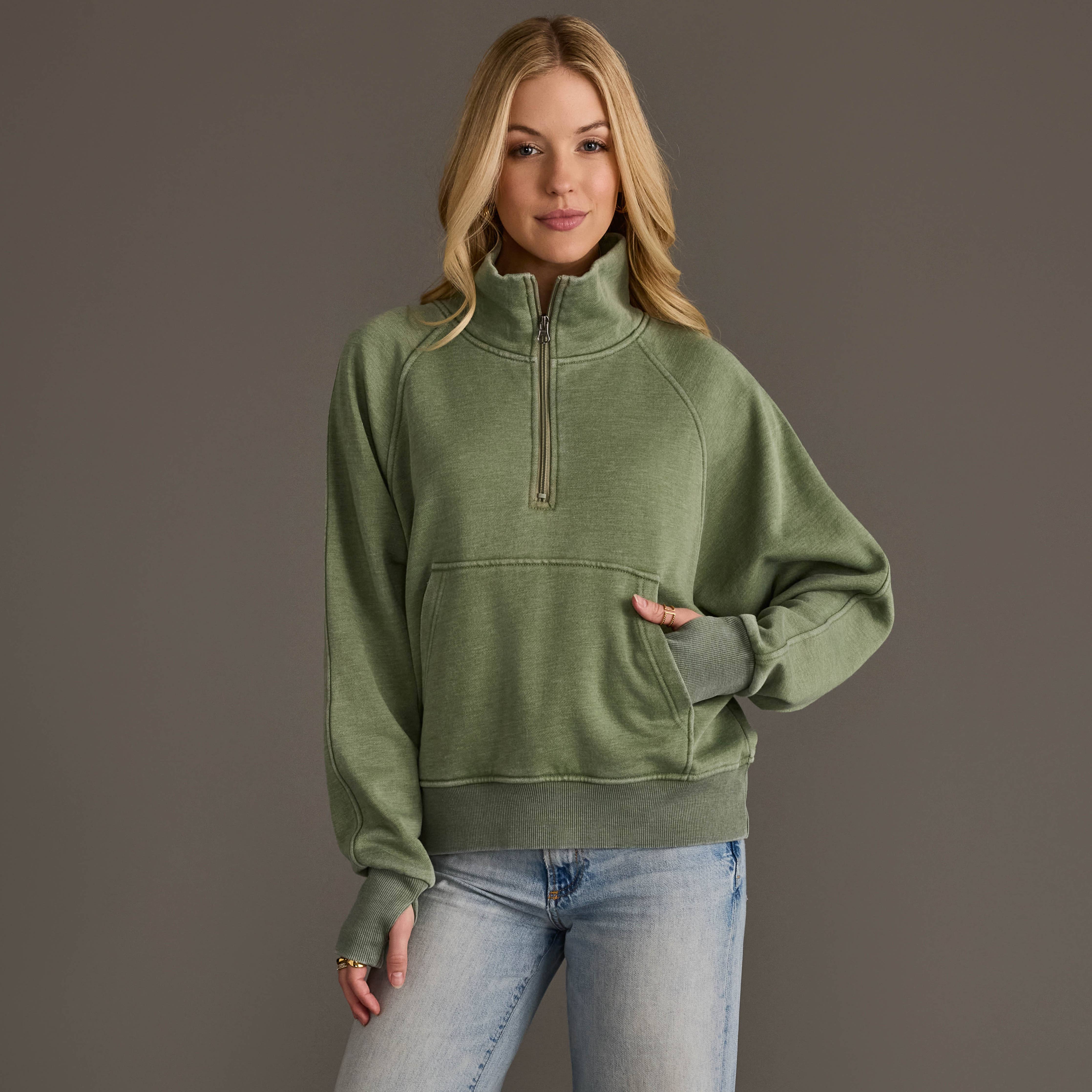 Sage Quarter Zip Sweatshirt