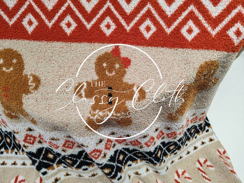 Christmas Luxe Blanket- Gingerbread Fair Isle RTS