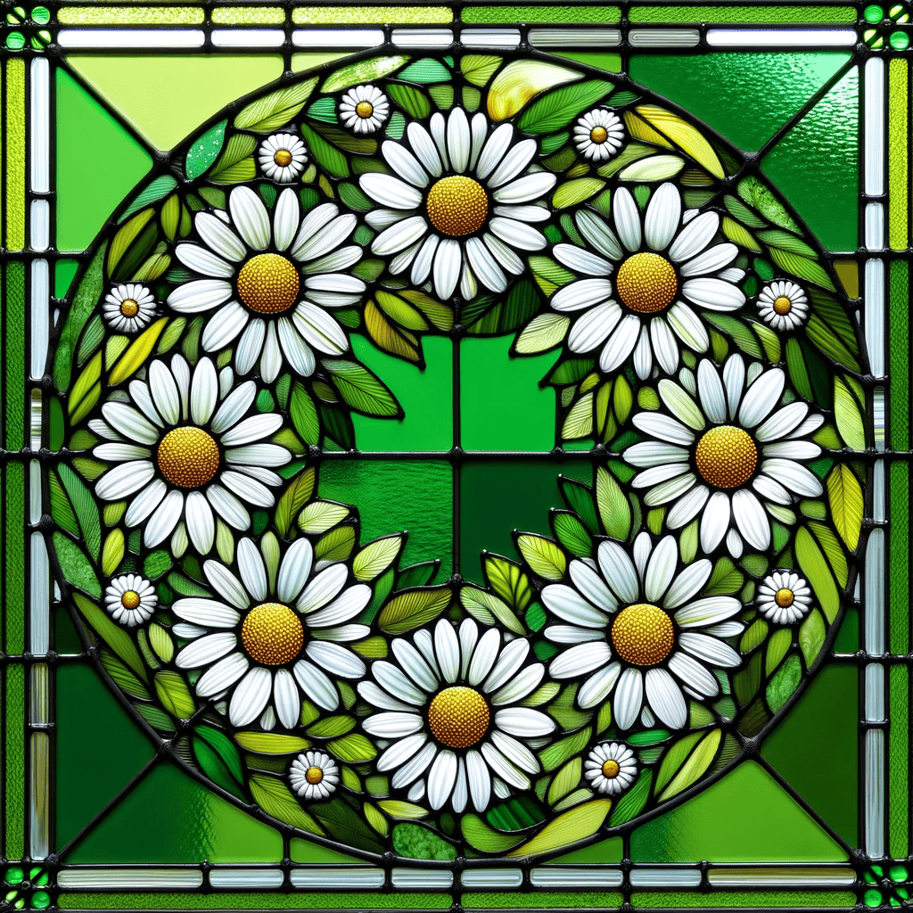 KG #63 (Kris - Cosmic Artware) Sun Catcher Daisy Wreath Stained Glass Vinyl Window Cling