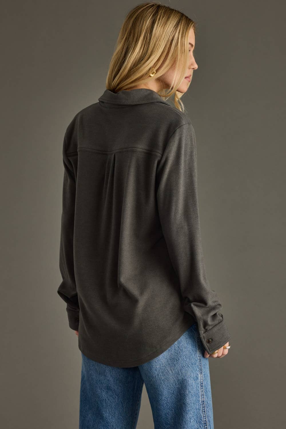 Panache Apparel Co. Top Dark Gray Super Soft Button Up