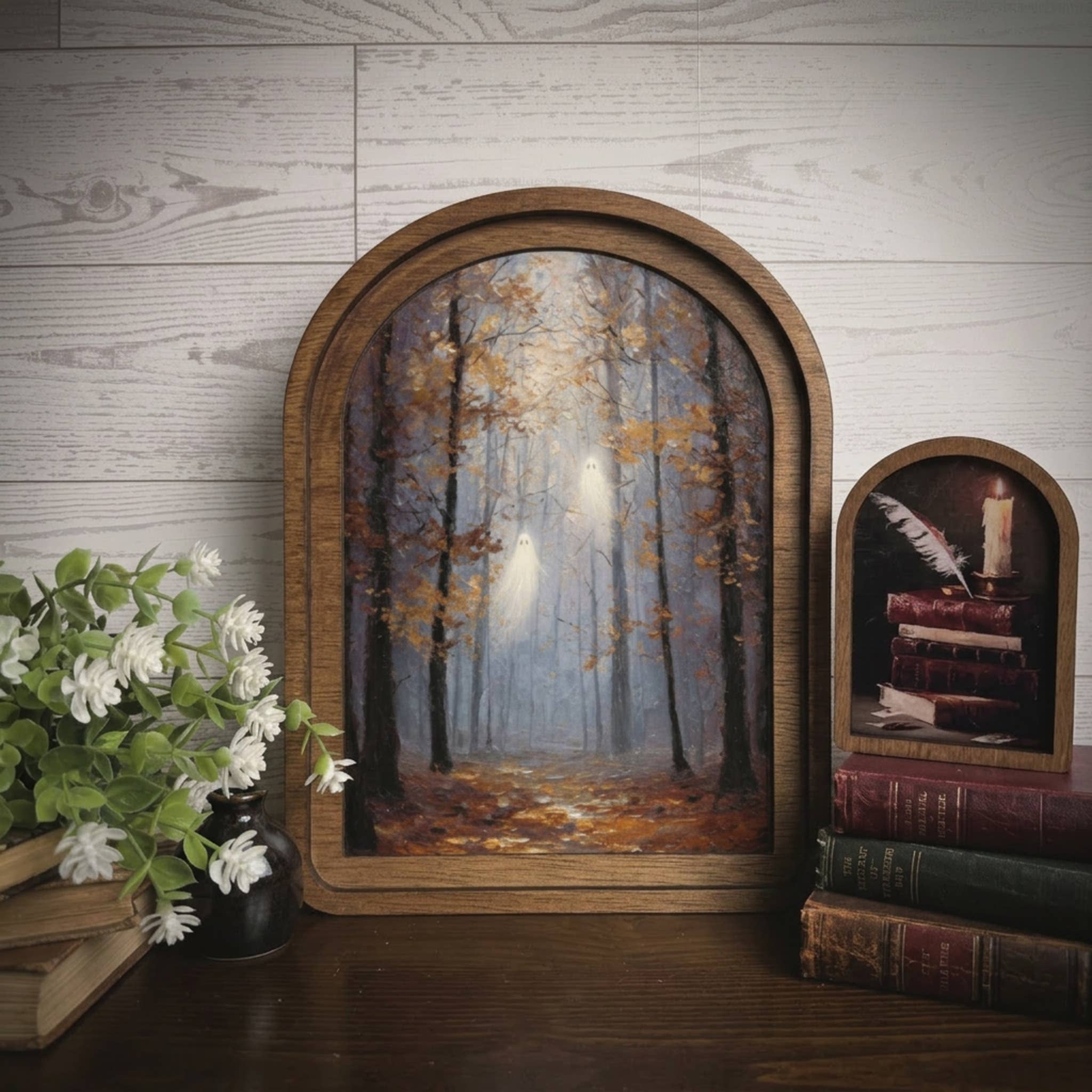 Arch Frame Art Fall Autumn Acorn Leaf | Wood & Canvas: Mini