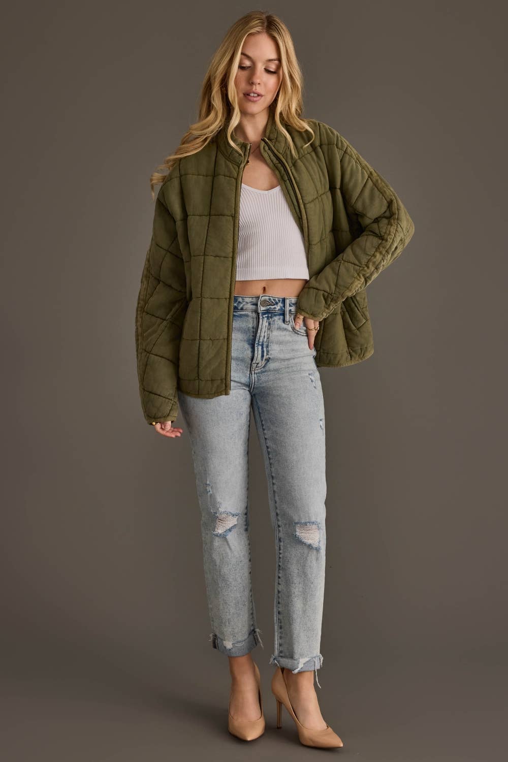 Olive Soft Quilted Jacket