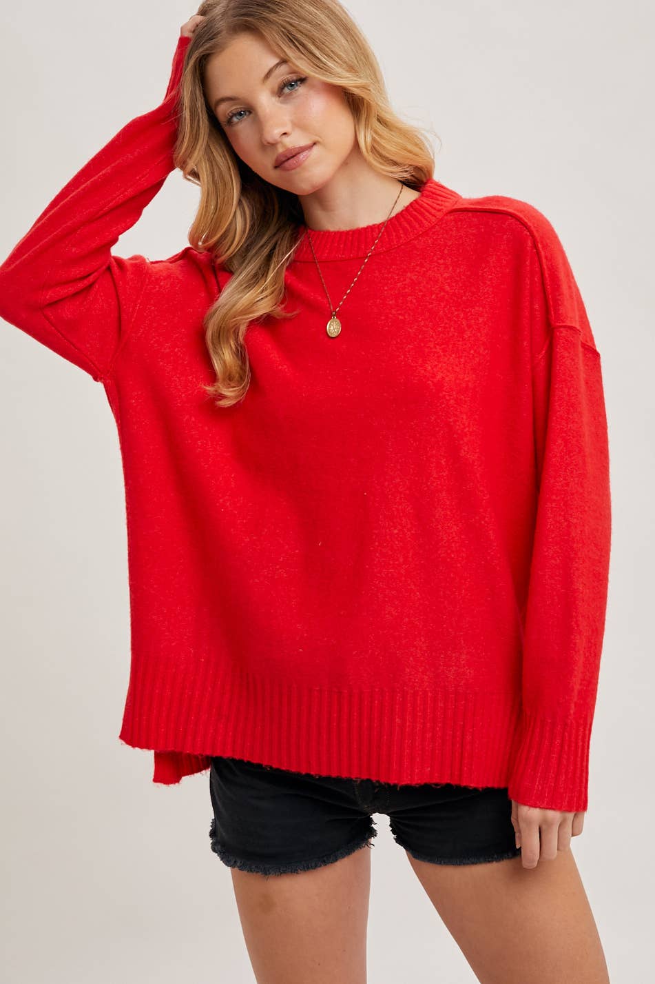 Red Crewneck Pullover Sweater