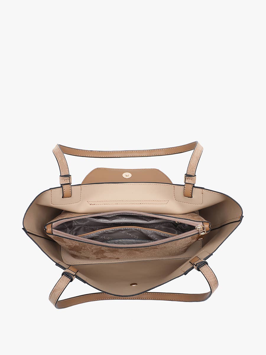 Reese Faux Suede Shoulder Bag w/ Inner Bag