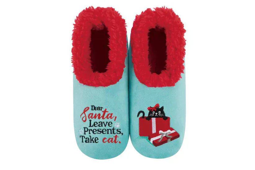 Snoozies Slippers Dear Santa Take The Cat Women's Snoozies Slippers
