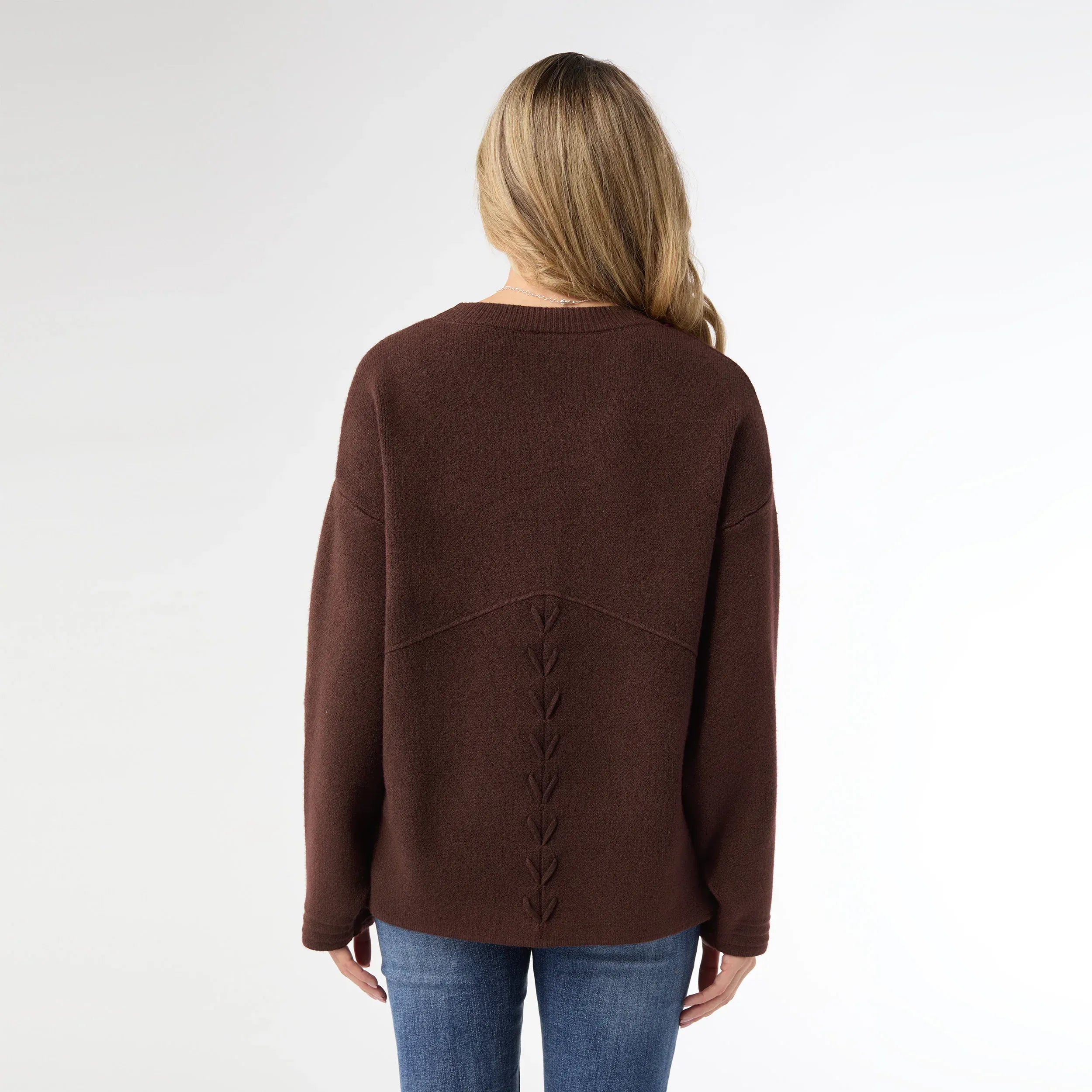 Delphina Long Sleeve Lattice Back Sweater