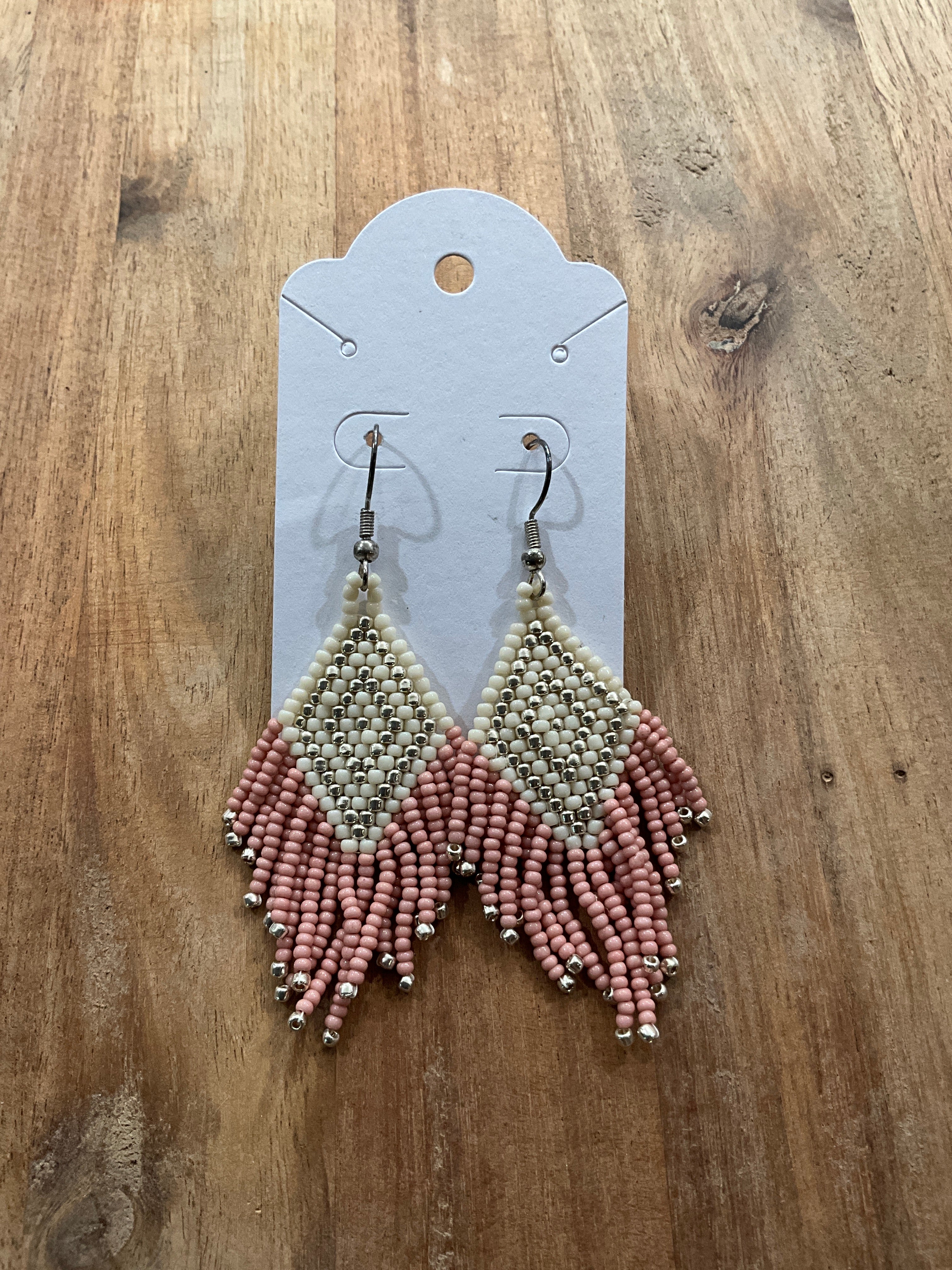 Diamond Fringe Seed Bead Earrings