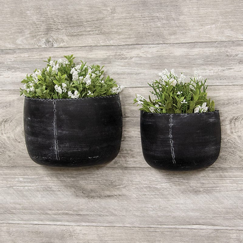 Distressed Black Metal Wall Bucket