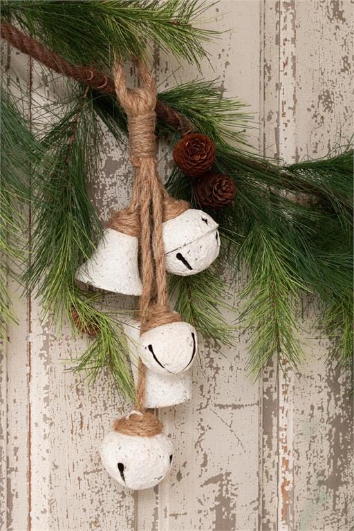 Audrey's Seasonal Decor Distressed Hanging White Bells