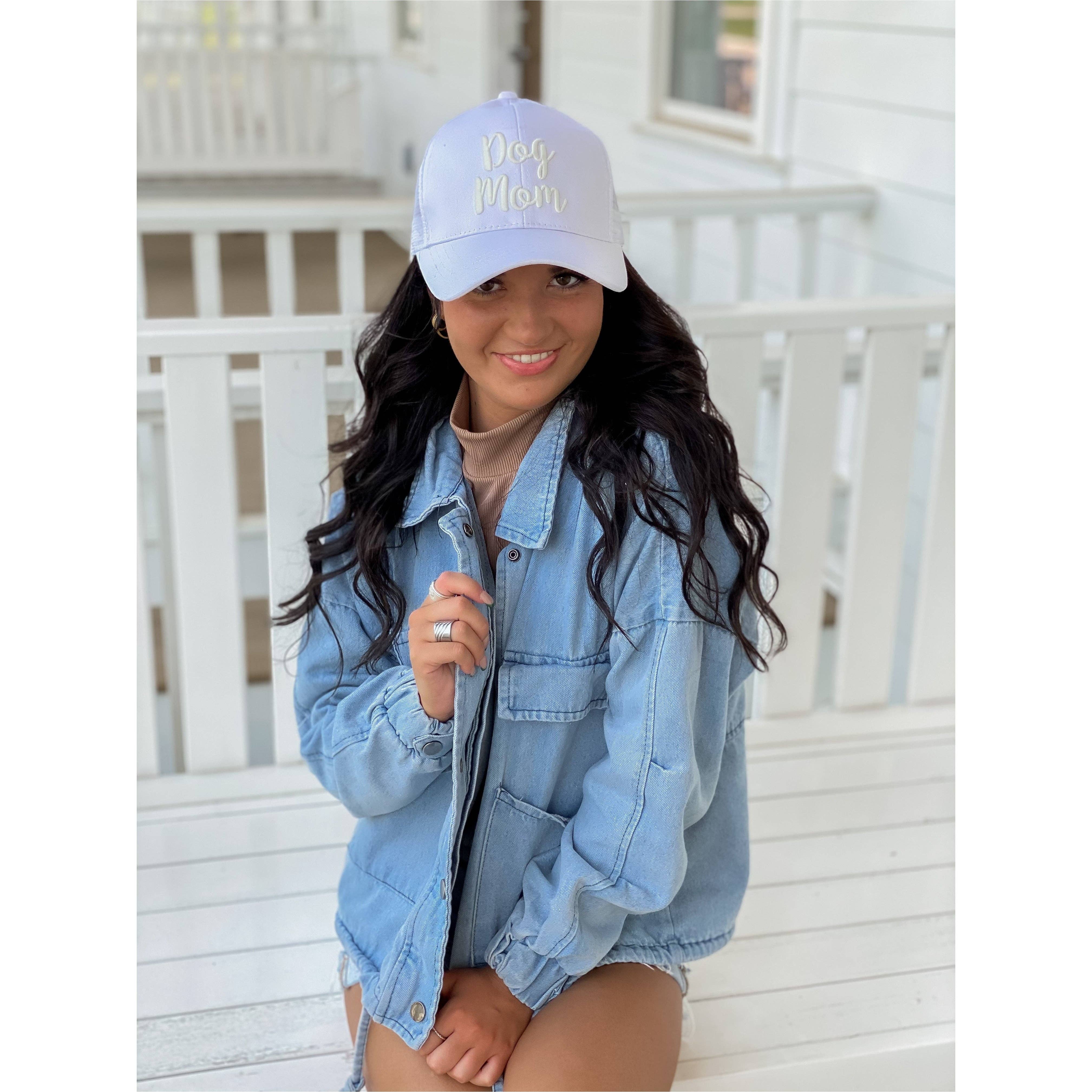 Dog Mom Embroidered High Ponytail CC Ball Cap