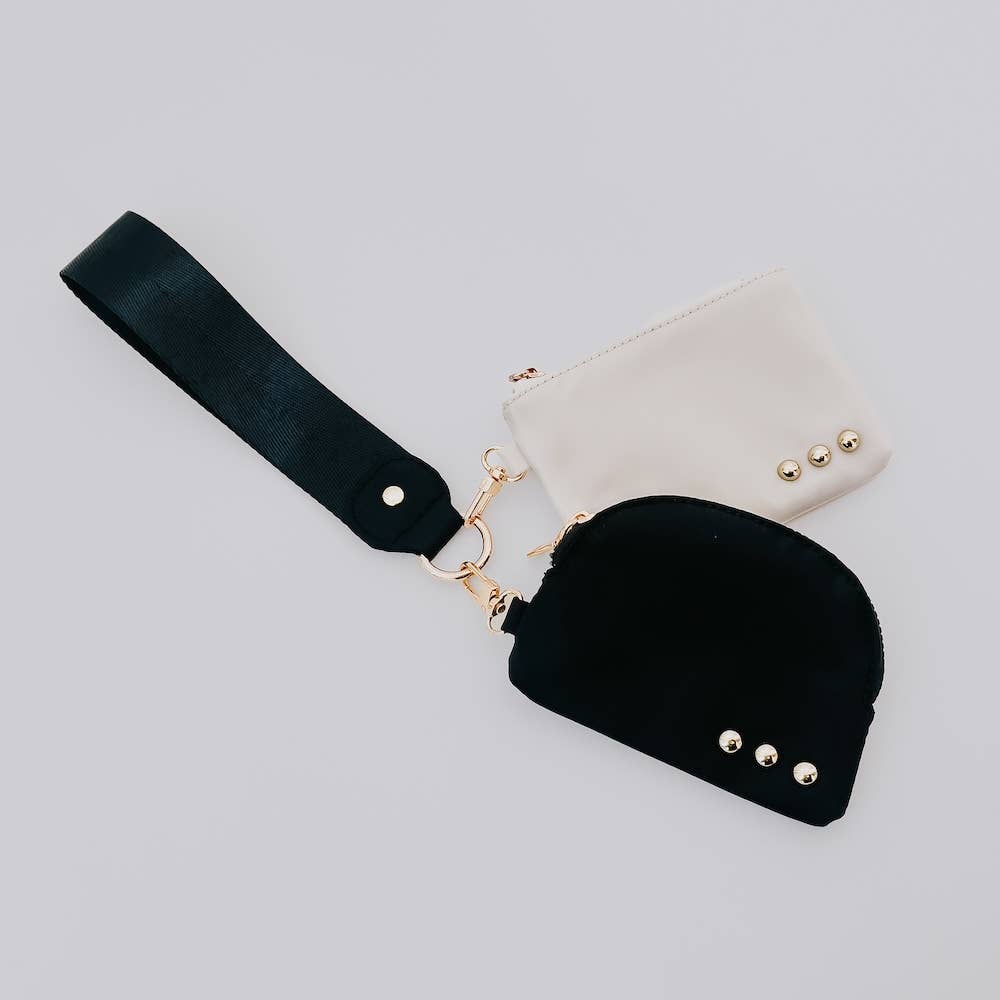 Pretty Simple Dolly Dual Pouch Wristlet Wholesale: Navy/Cream