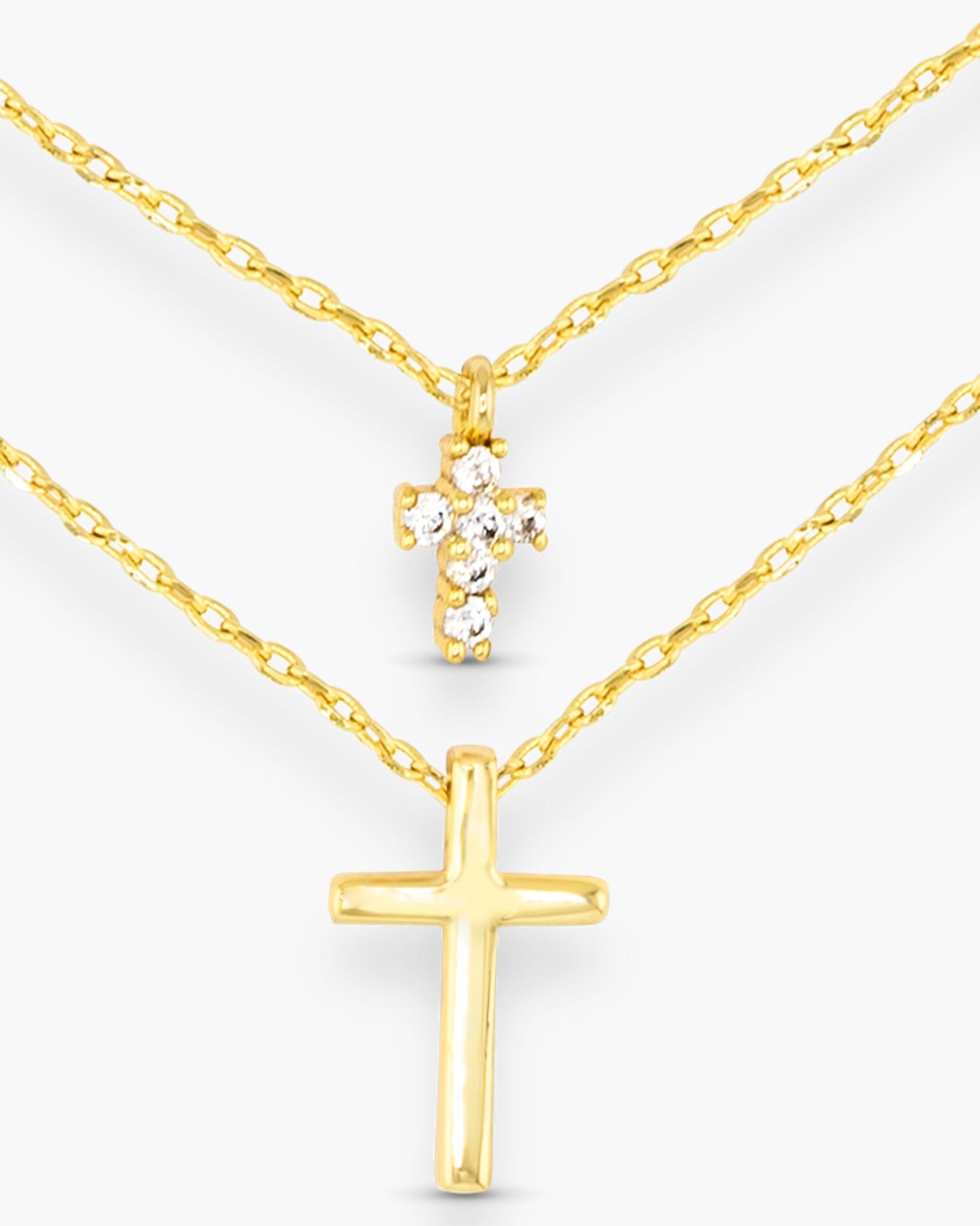 Amanda Blu Jewelry Double Cross Necklace - Gold