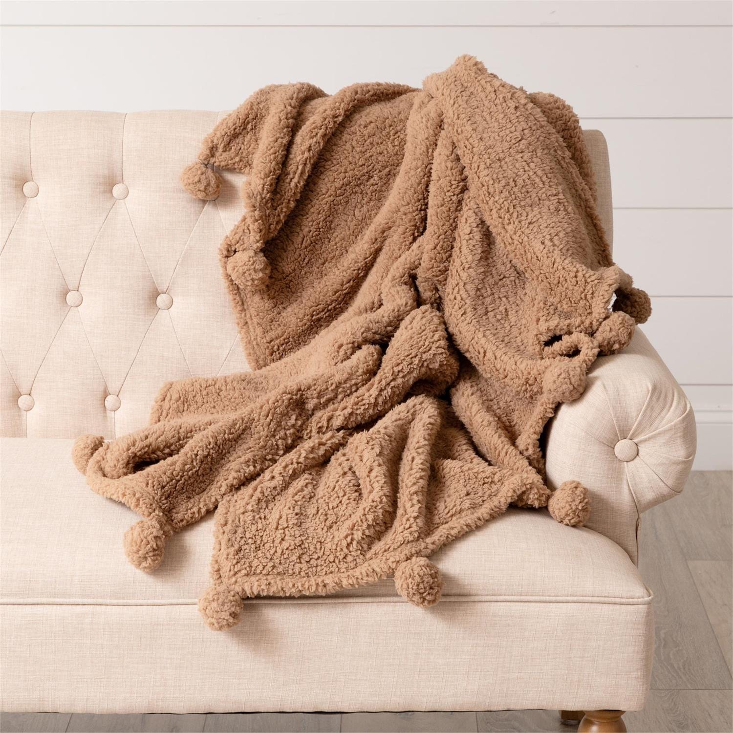 Dreamy Taupe Sherpa Throw