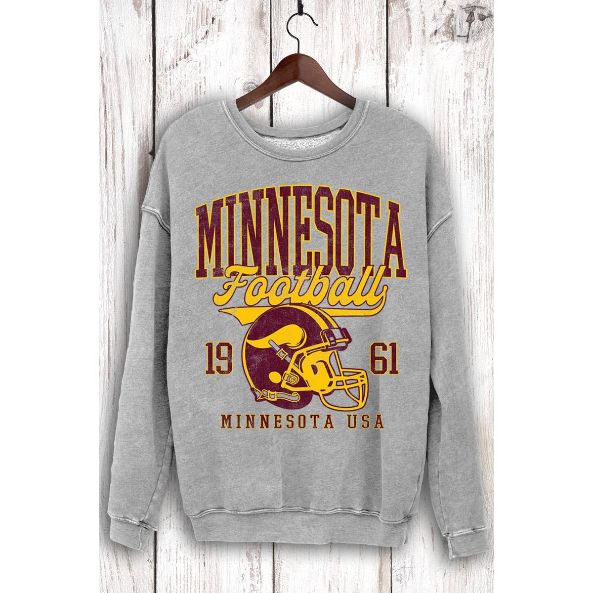 MINNESOTA FOOTBALL MINERAL SWEATSHIRTS: Mineral Mustard / S-M-L-XL(1-2-2-1)