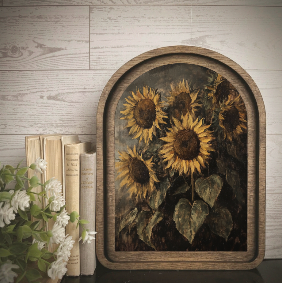 Arch Frame Sunflower Floral Fall | Wood & Canvas: Small