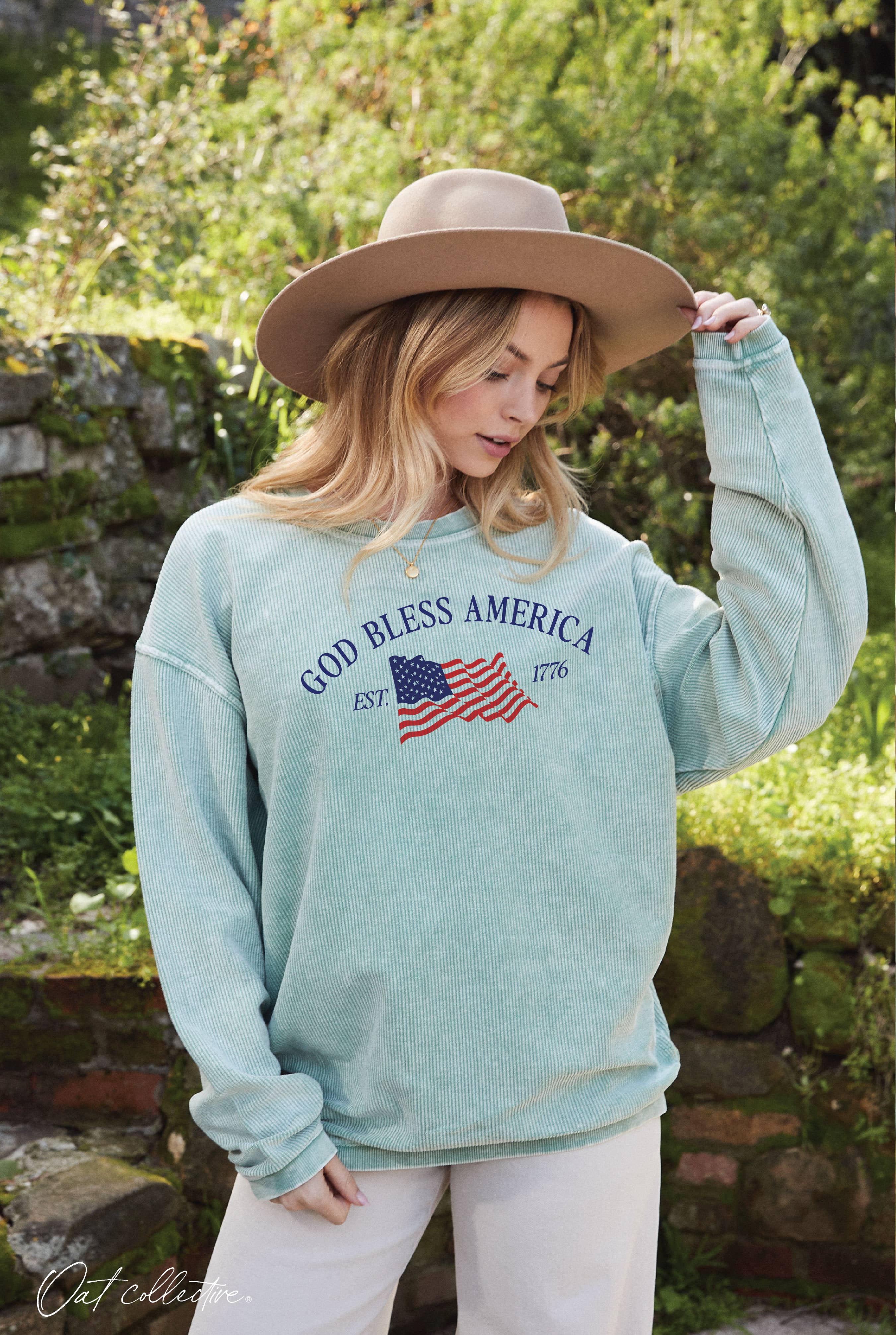 Vintage Vanilla God Bless America Est 1776 Pullover