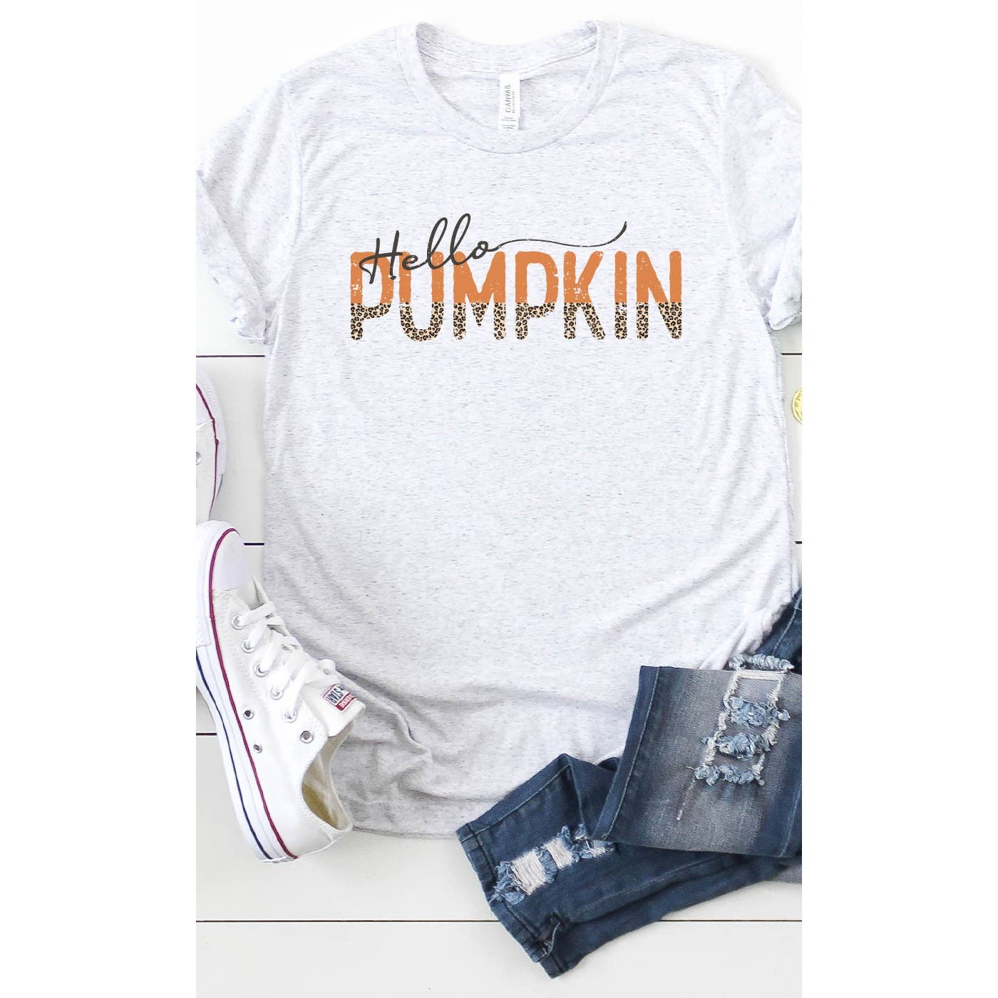 Leopard Print Hello Pumpkin Graphic Tee