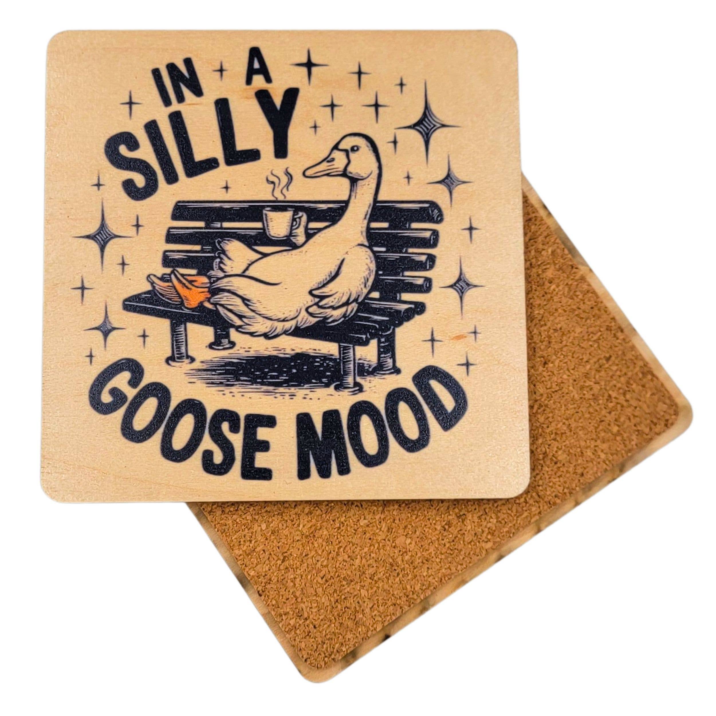 In A Silly Goose Mood Wood Coaster