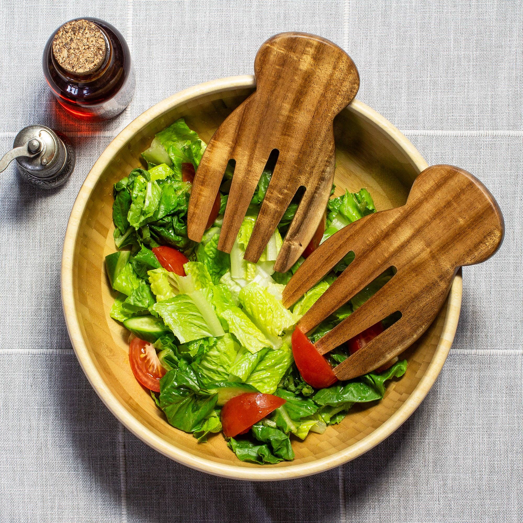 TB Home® Acacia Wood Salad Hands, Salad Serving Utensil Set