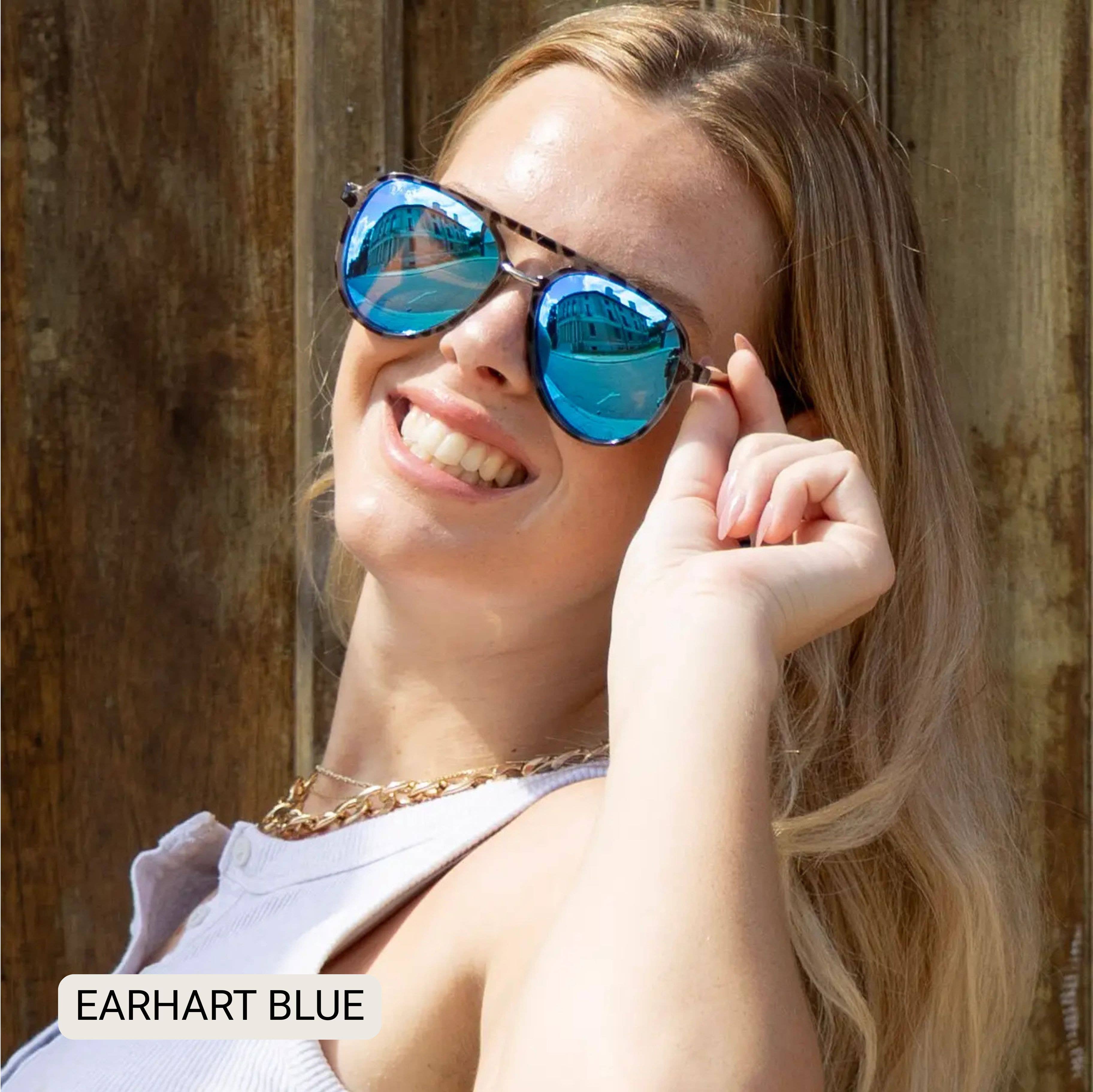 DAX Eyewear Earhart - Women’s Aviator Sunglasses–Polarized Everyday Chic: Blue