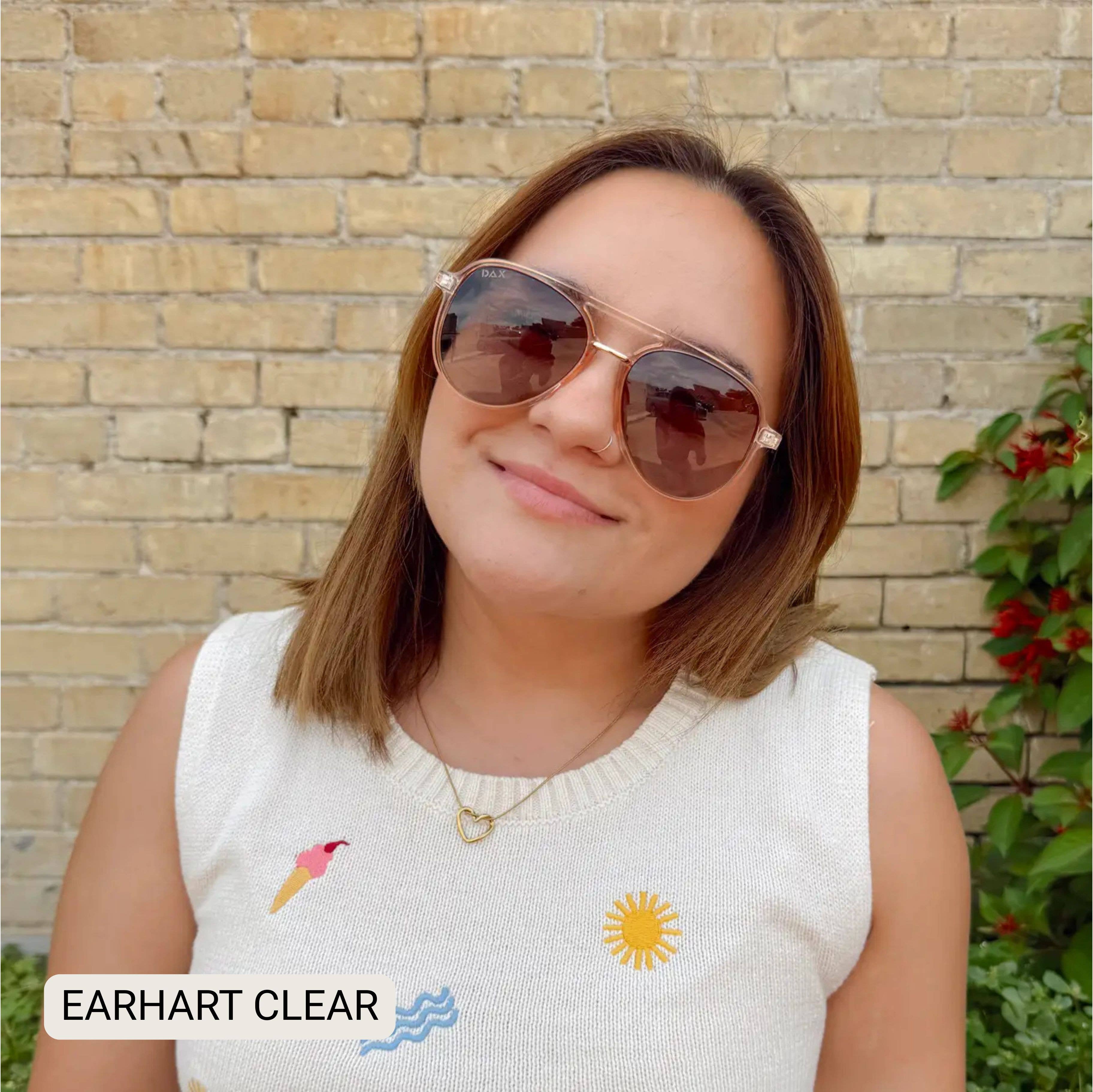 DAX Eyewear Earhart - Women’s Aviator Sunglasses–Polarized Everyday Chic: Clear
