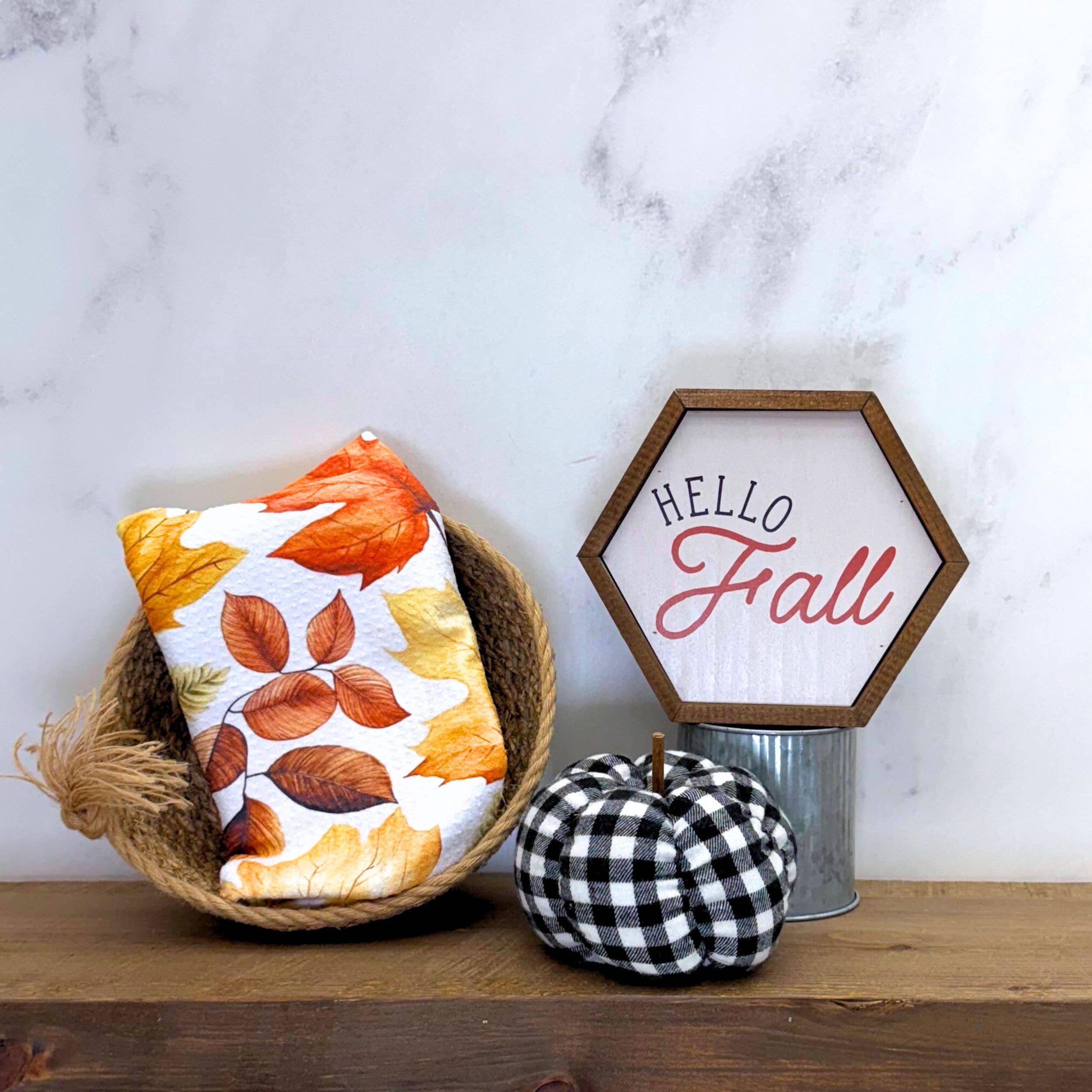 Fall Leaves Autumn Pattern Waffle Towels Fall Decor