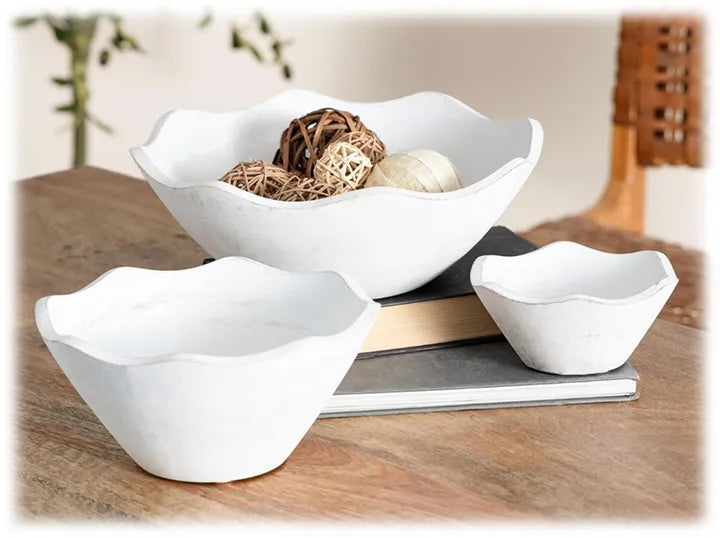 Whitewashed Wood Bowls