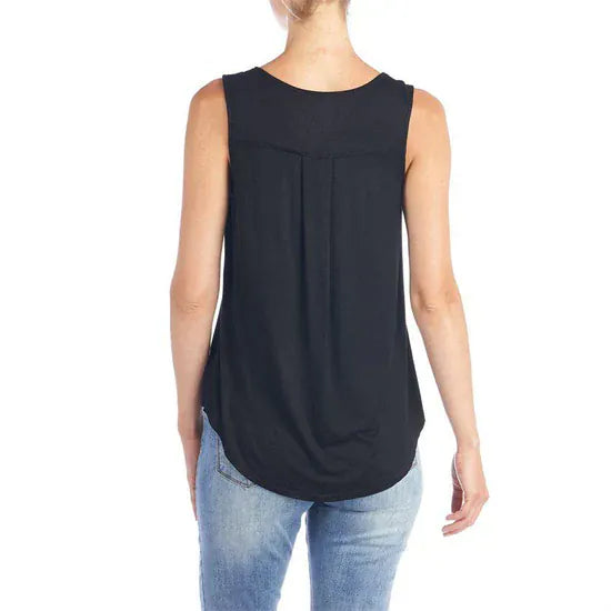 CoCo Carmen Tank Top Erin Pleat Back Black Tank