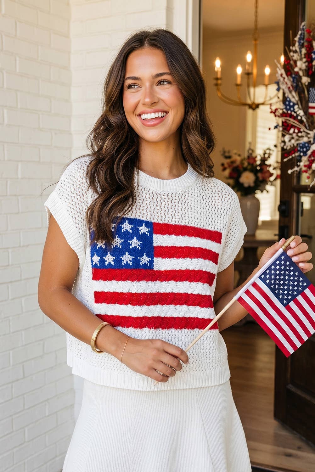 Flag Short Sleeve Sweater
