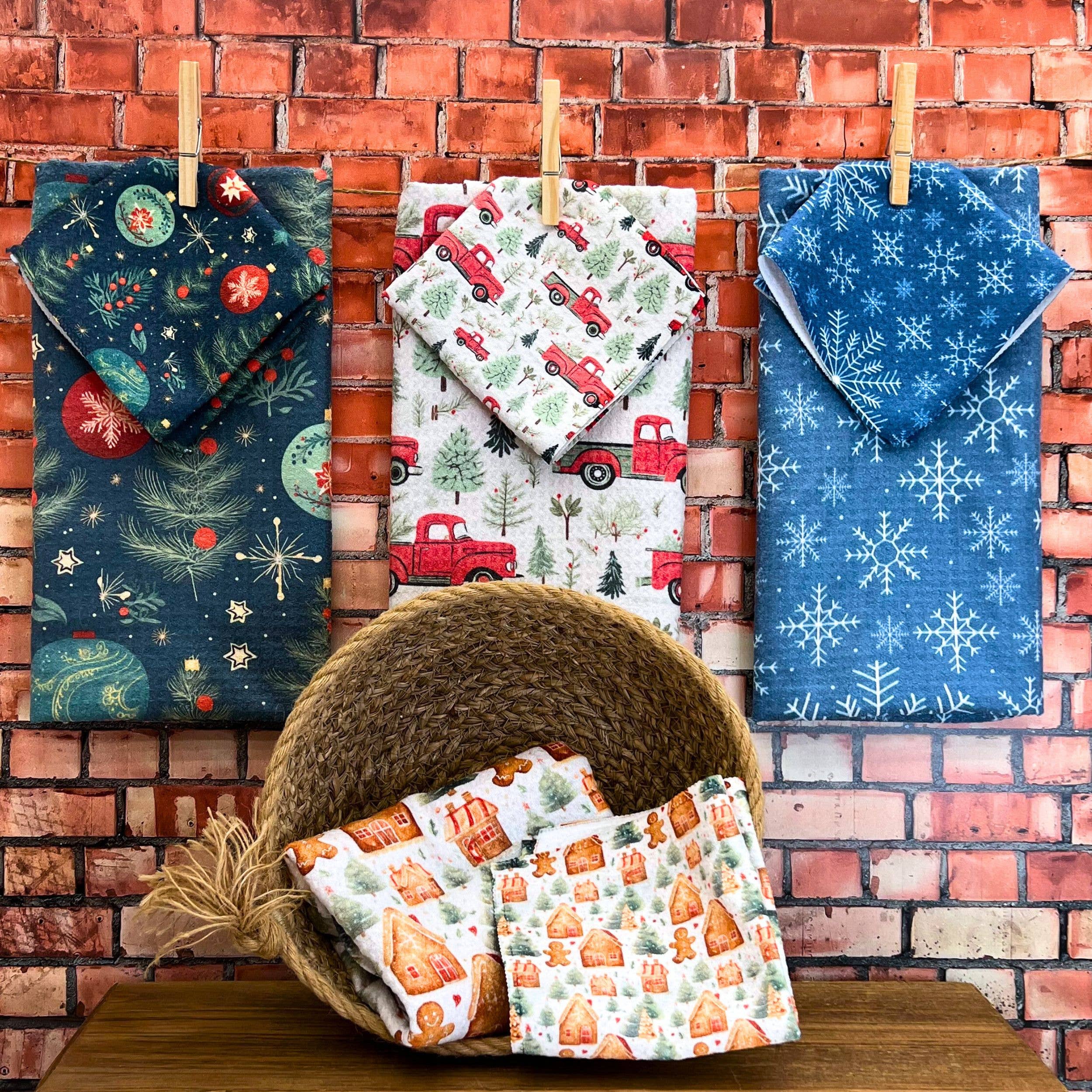 Winter Snowflake Waffle Kitchen Tea Towels