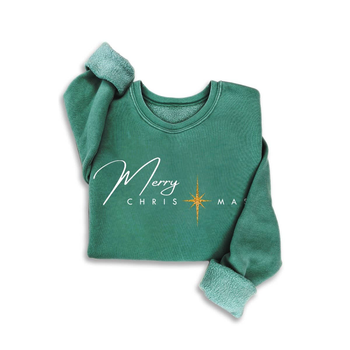 Merry Christmas Mineral Green Crewneck Sweatshirt