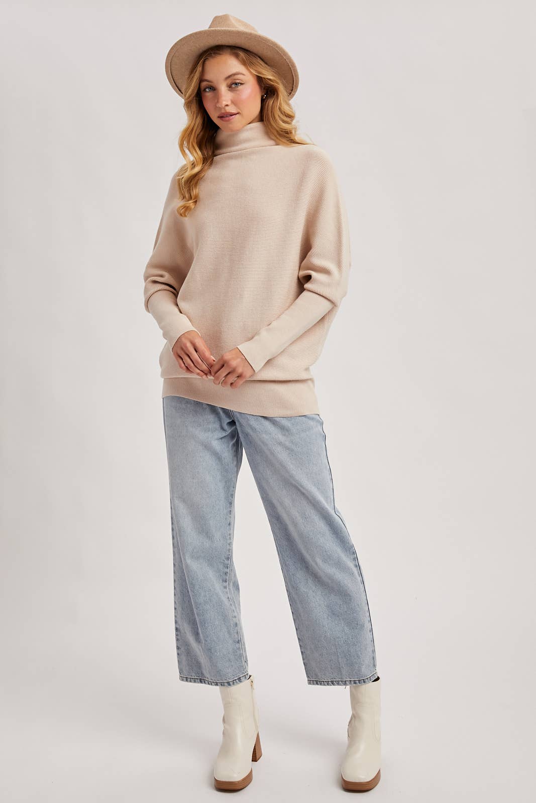 SLOUCH NECK DOLMAN SLEEVED PULLOVER: HUNTER GREEN / M/L