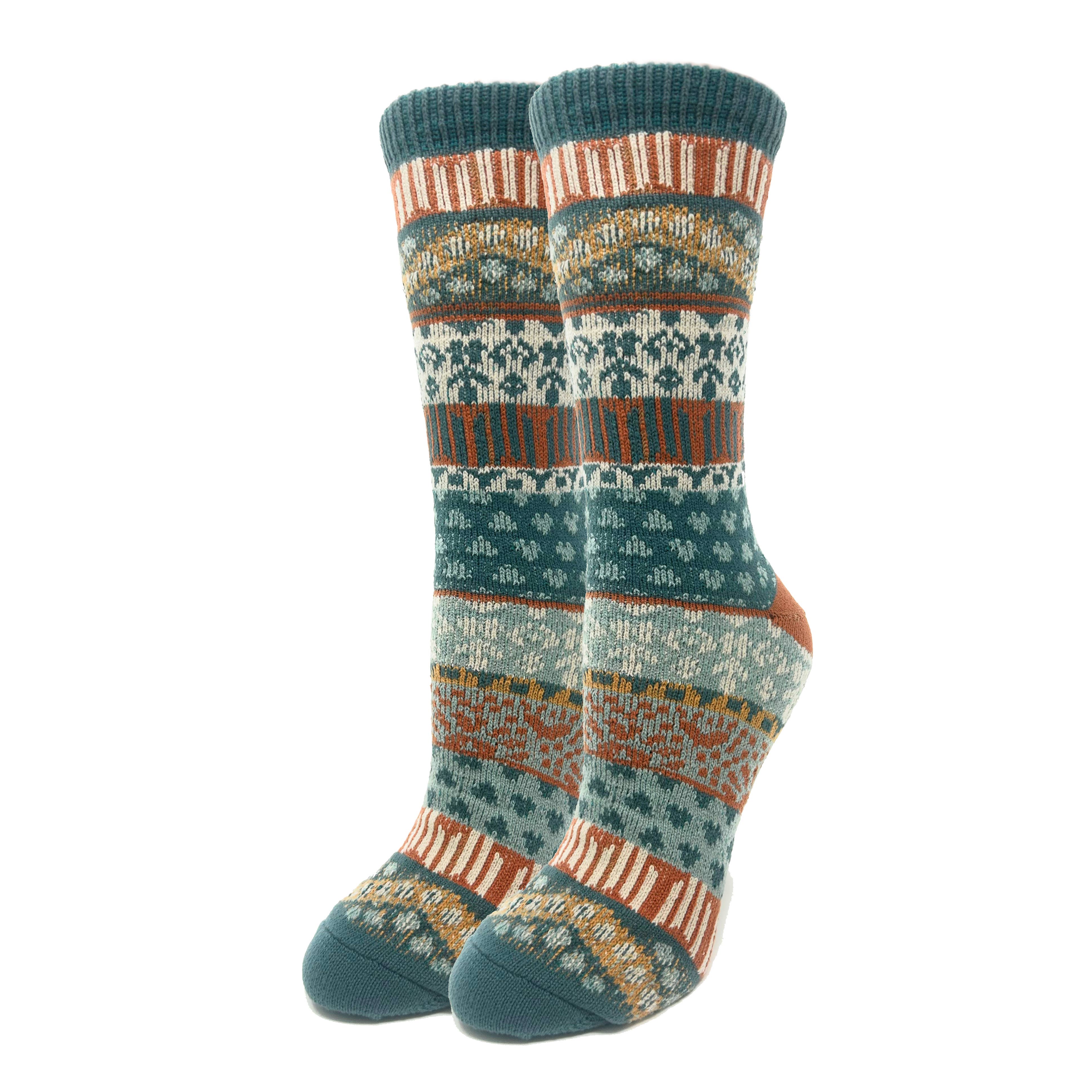 Ellie | Women's Fuzzy Fair Isle Knit Socks