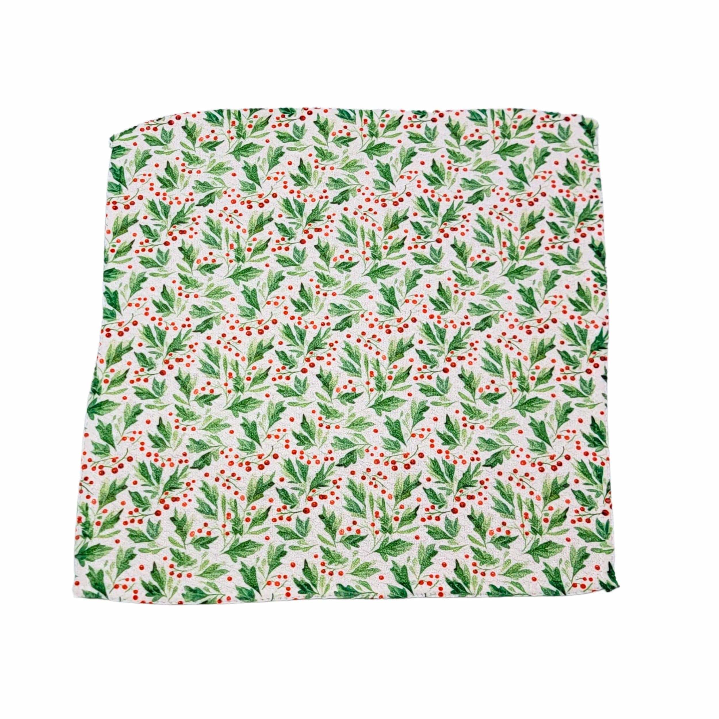 Christmas Decor Mistletoe Patterned Waffle Washcloth