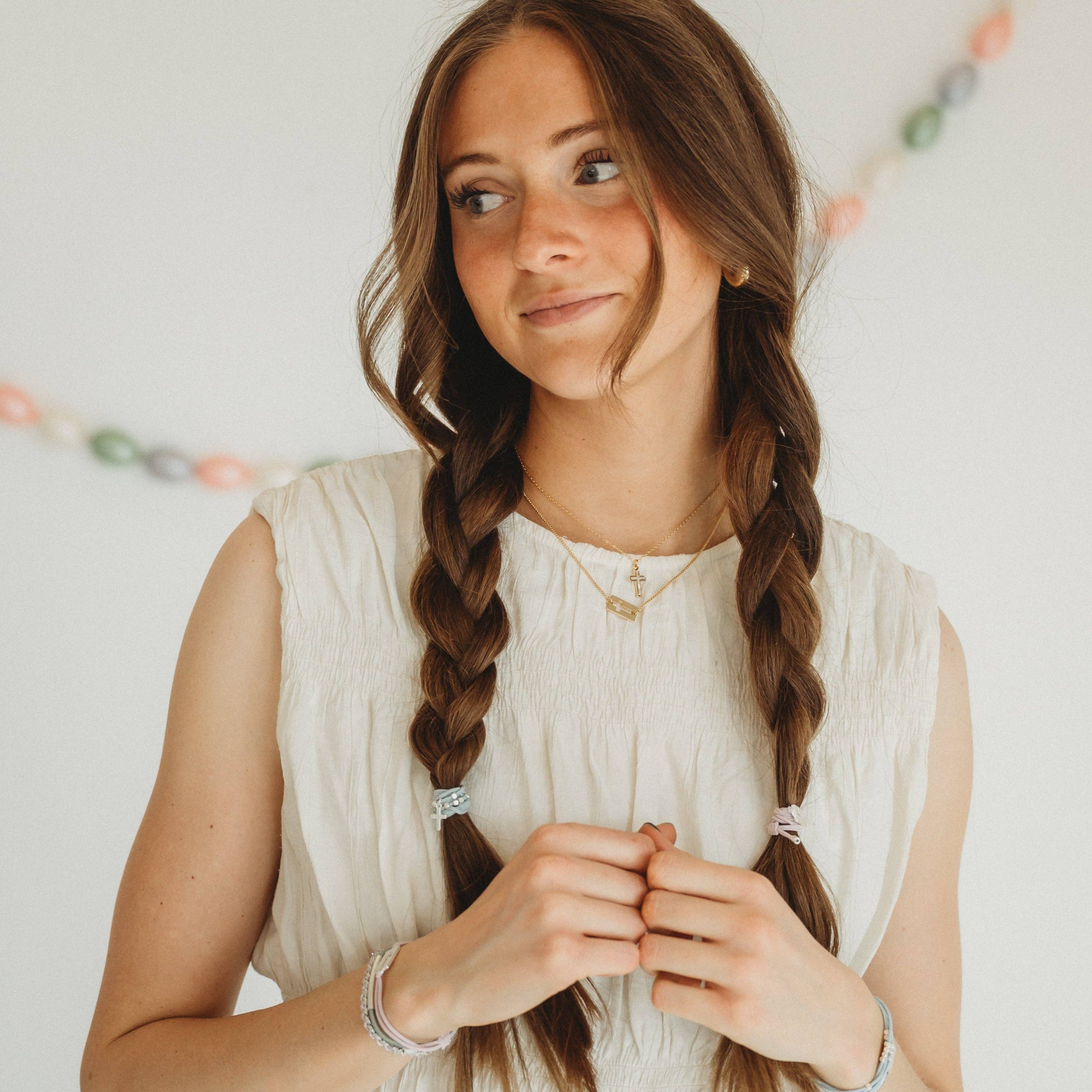 K'lani hair tie bracelets Necklace "Faith" Necklace Set Gold Mother of Pearl