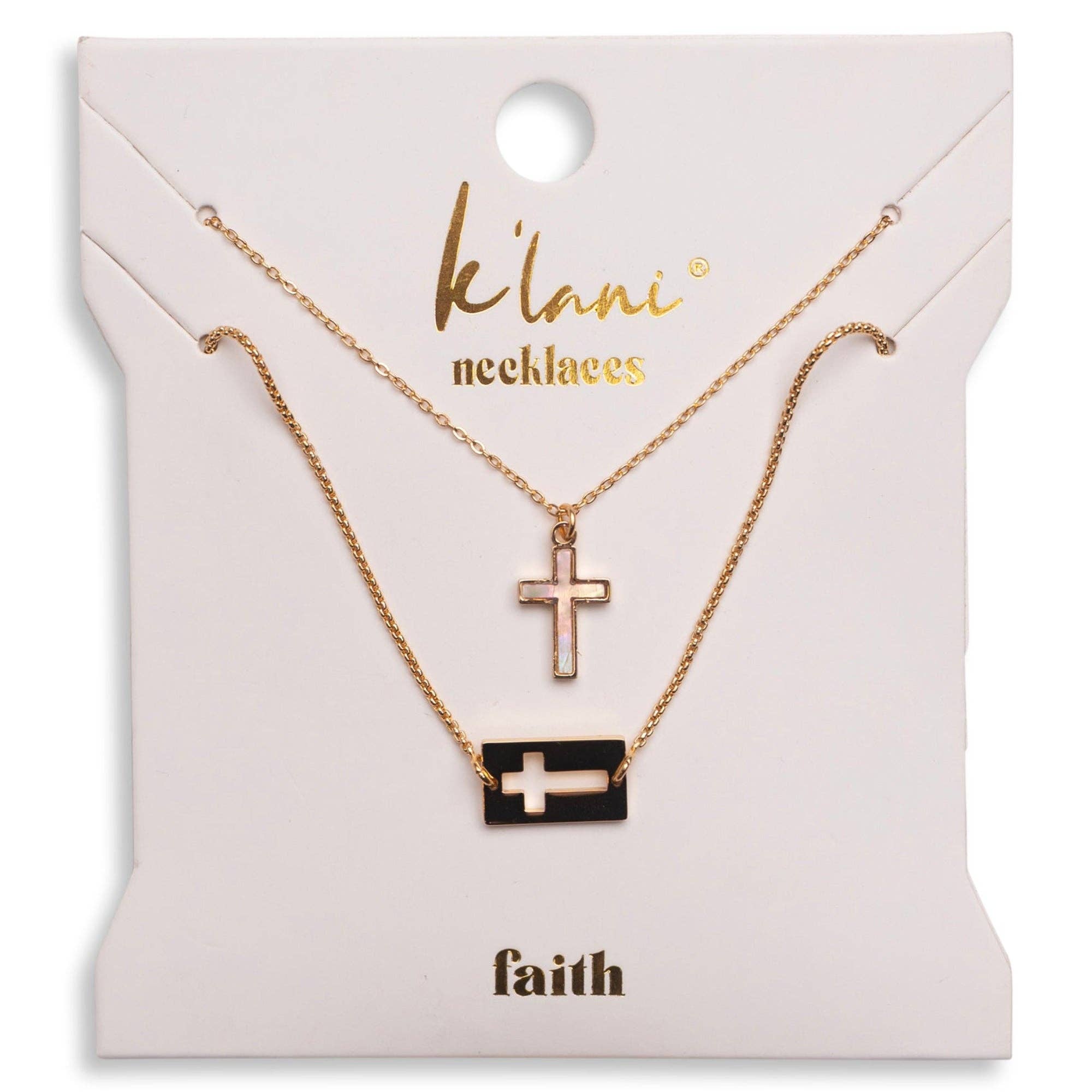 K'lani hair tie bracelets Necklace "Faith" Necklace Set Gold Mother of Pearl