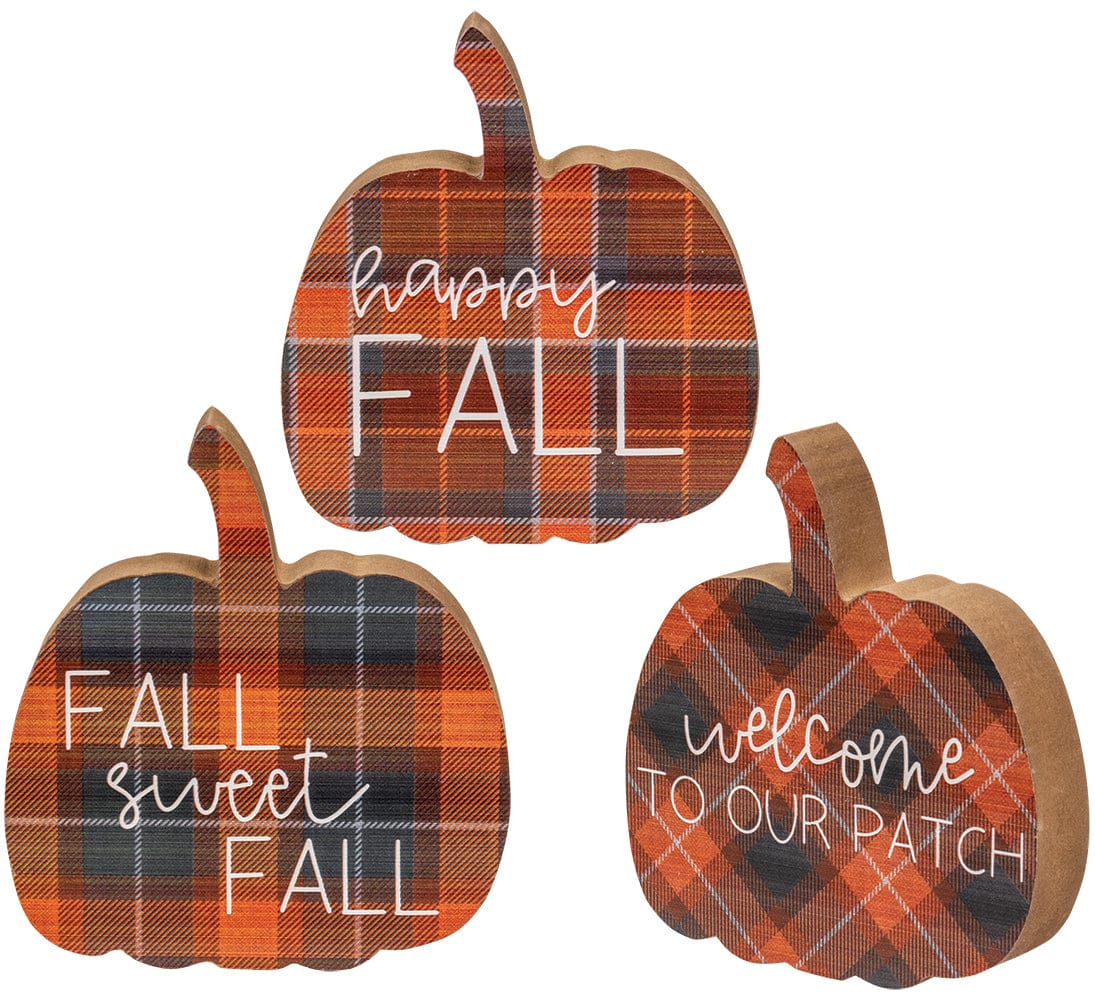 Fall Sweet Fall Plaid Pumpkin Chunky Sitter