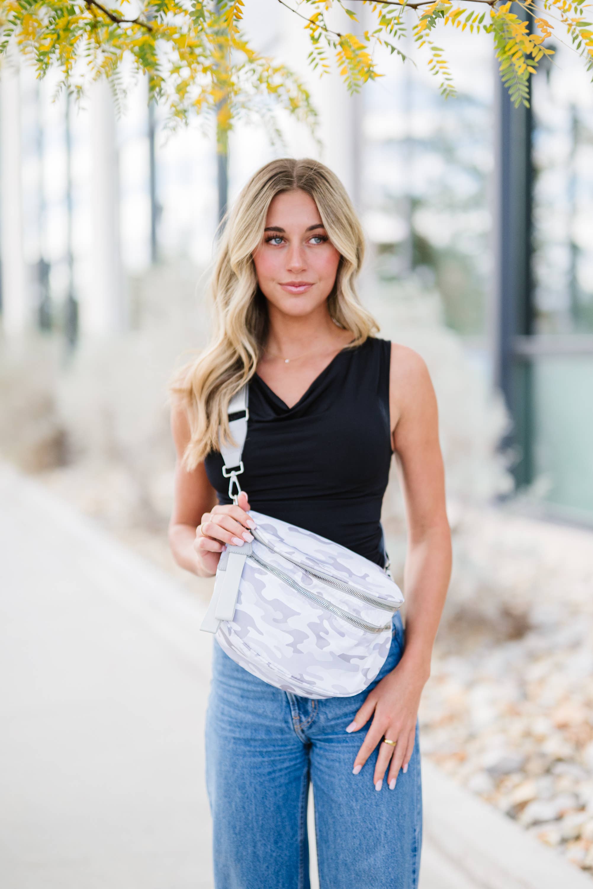 The Classy Cloth WS Purse Light Grey Camo Farah Fanny Pack Sling Bum Bag