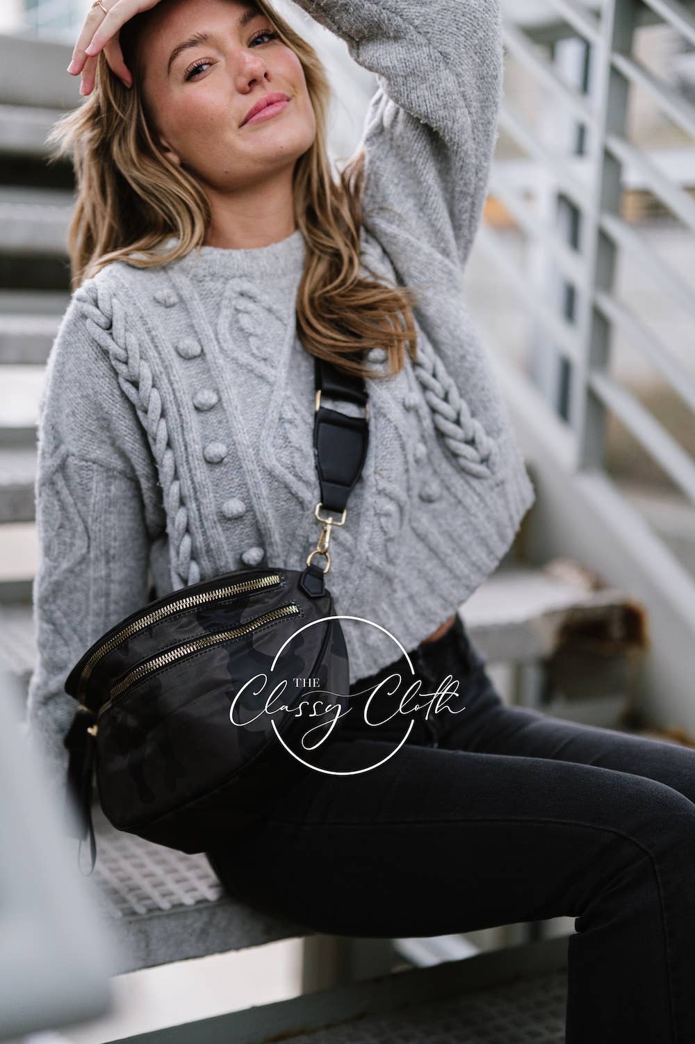 The Classy Cloth WS Purse Light Grey Camo Farah Fanny Pack Sling Bum Bag