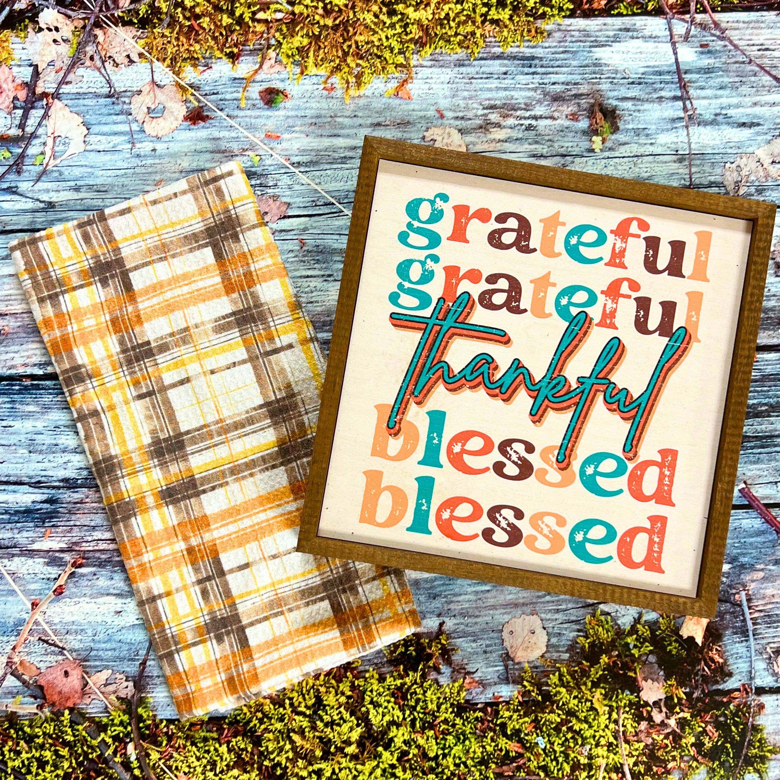 Fall Flannel Pattern Waffle Tea Towel - Fall Decor