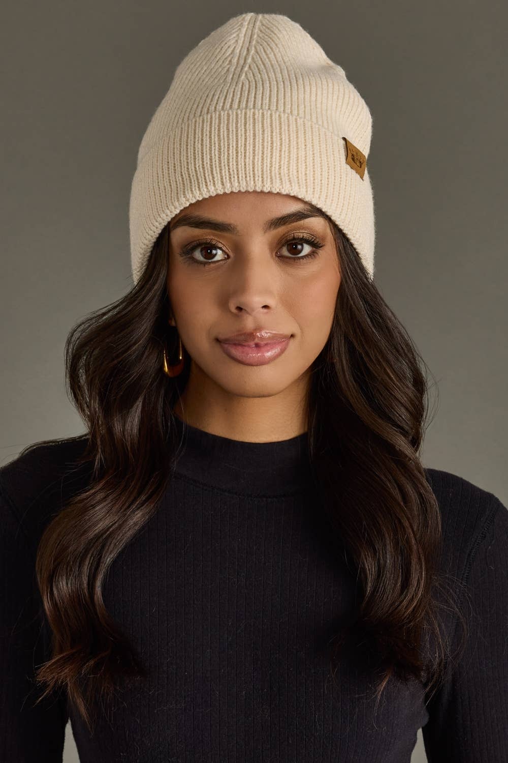 Beige Knit Beanie