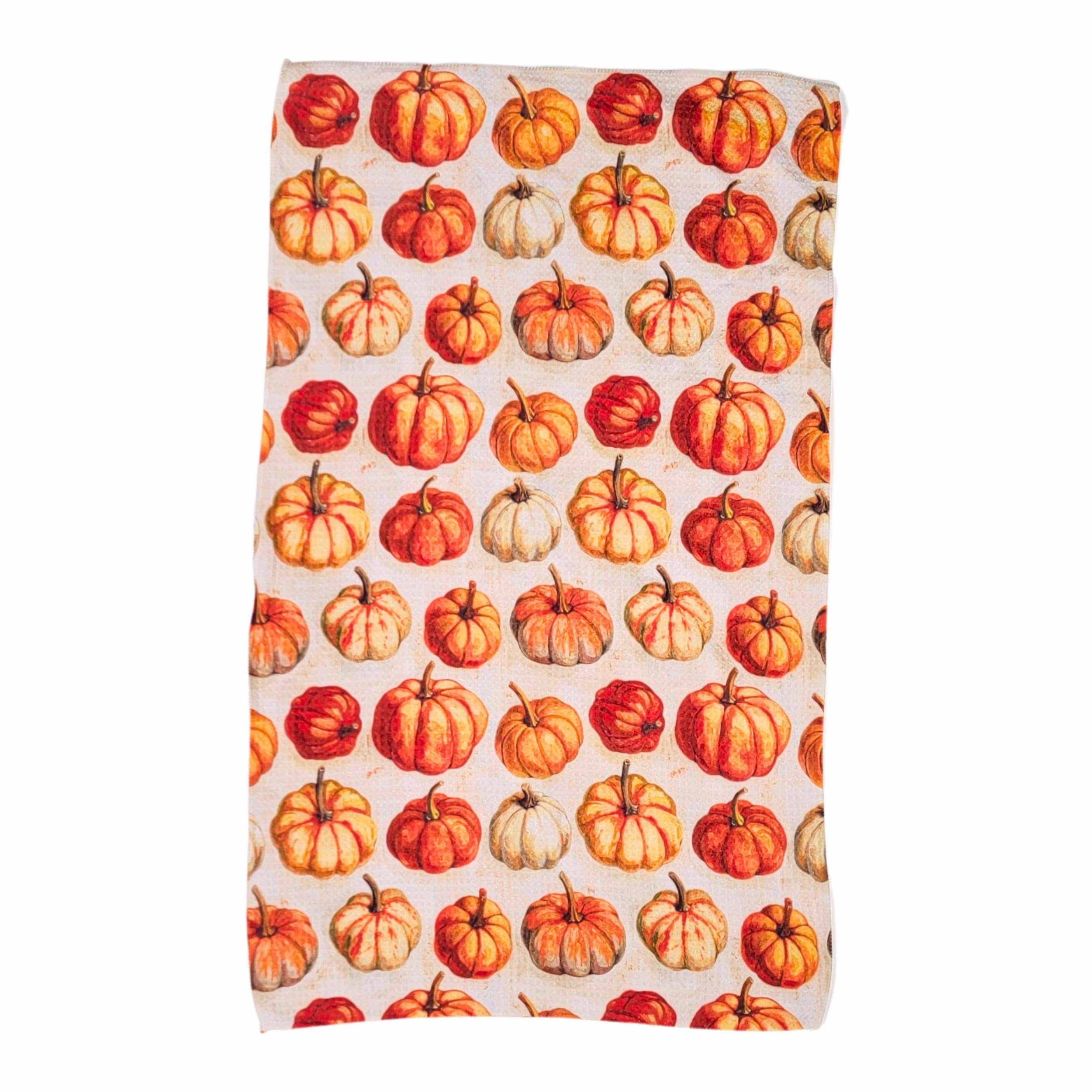 Fall Pumpkins Tea Towel With Hanging Loop - Fall Decor