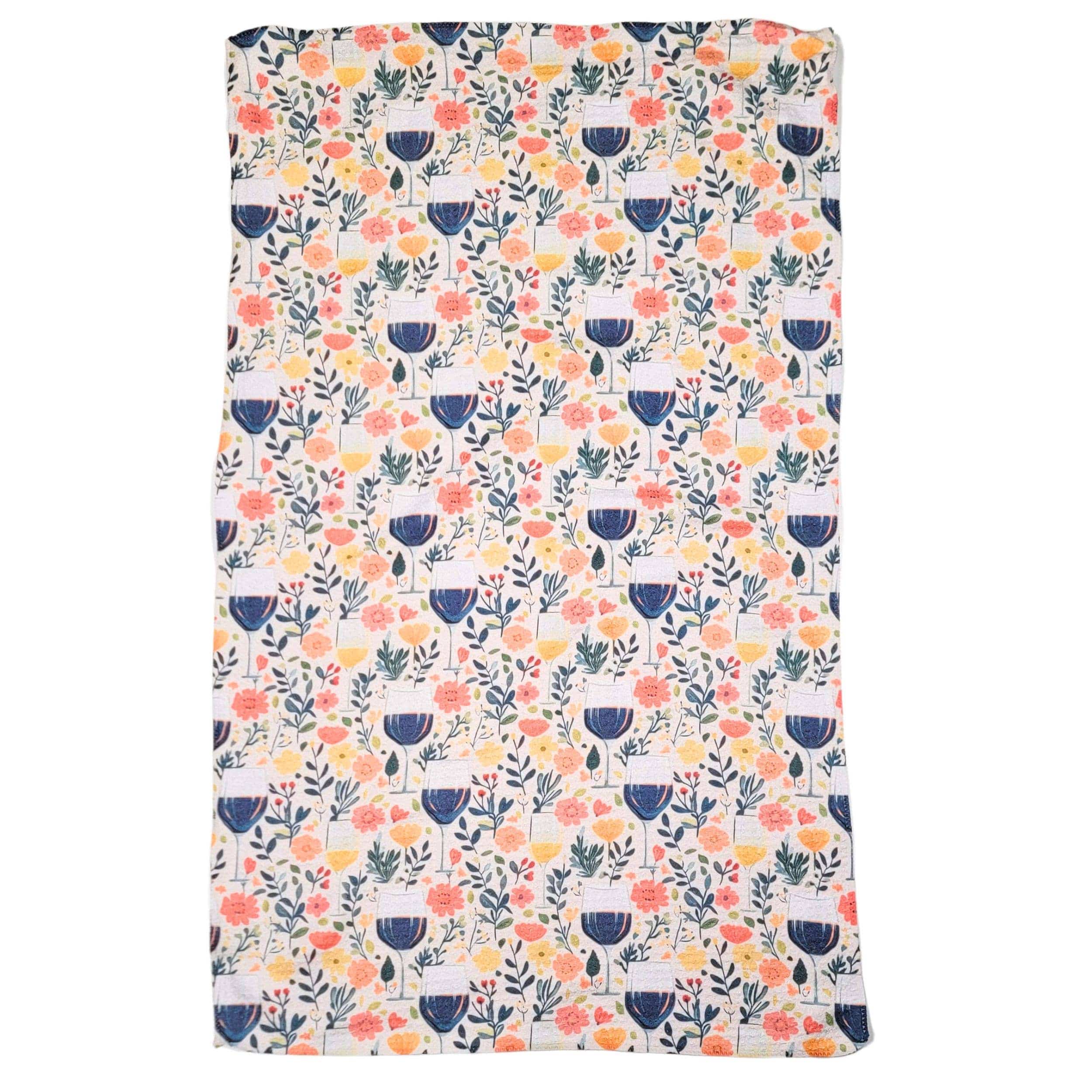 Wine & Flowers Kitchen Decor Waffle Tea Towels - Mothers Day