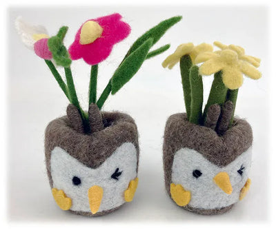 Felted Owl Pot w/Flowers