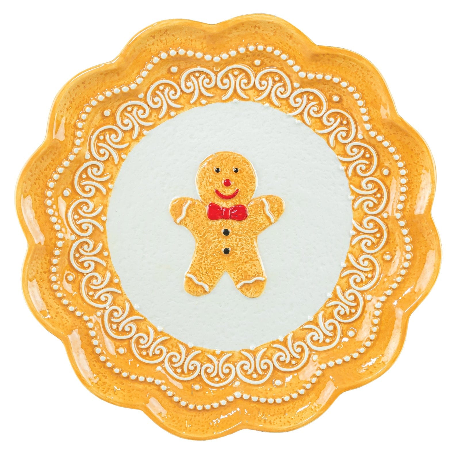 Hannah's Seasonal Decor Festive Gingerbread Doily Plate